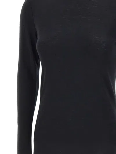 Sun 68 Long-sleeve Round-neck T-shirt In Black
