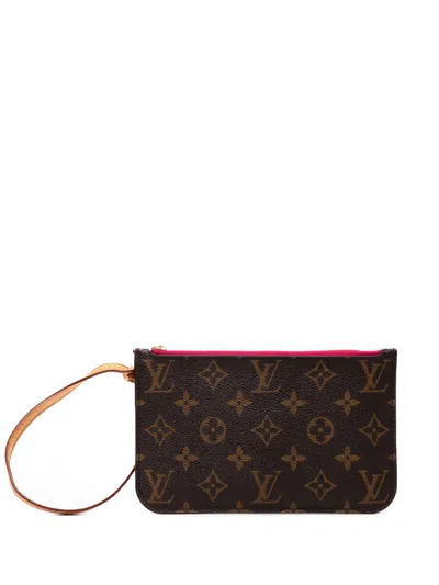 Pre-owned Louis Vuitton 2019 Monogram Neverfull Pochette Pm Pouch In Brown