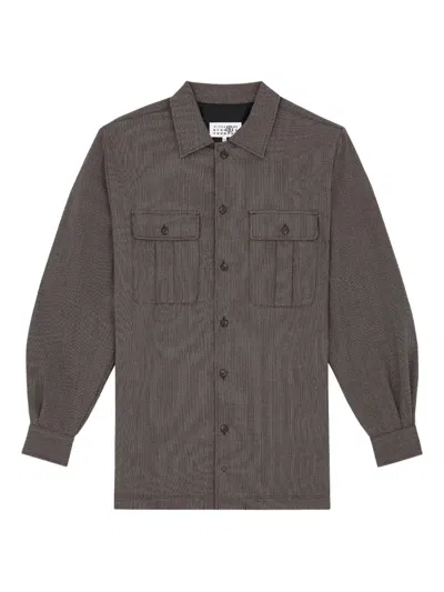 Mm6 Maison Margiela Virgin-wool Mini Shirt Dress In Gray