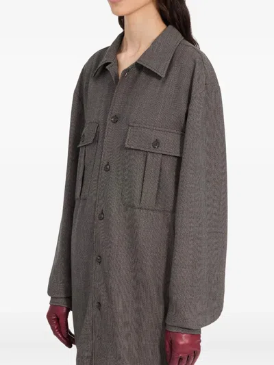 Mm6 Maison Margiela Virgin-wool Mini Shirt Dress In Gray