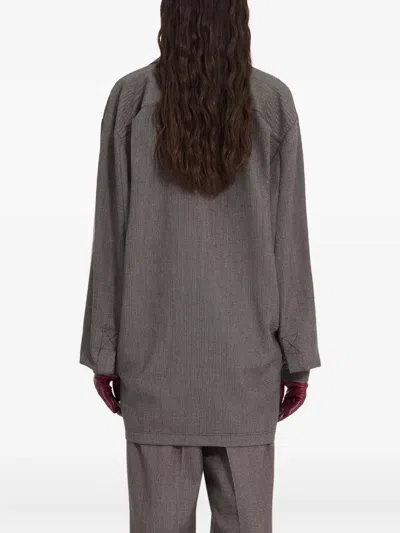 Mm6 Maison Margiela Virgin-wool Mini Shirt Dress In Gray
