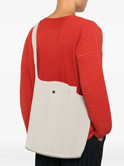 Issey Miyake Large Utility Shoulder Bag In White
