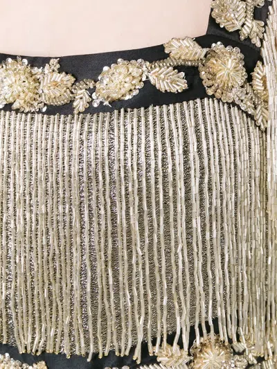 Alberta Ferretti Embellished Beaded Fringed Dress In Neutral