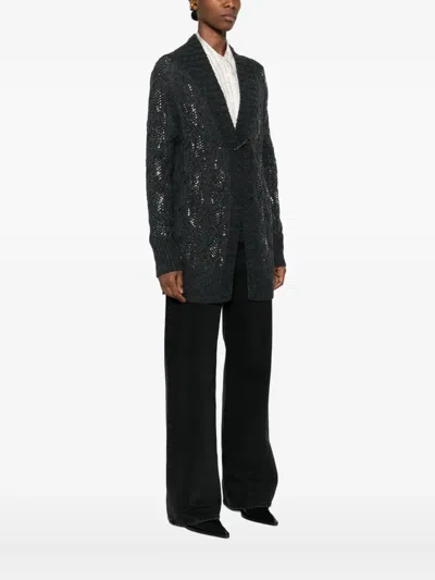Ermanno Scervino Cable-knit Cardigan In Gray