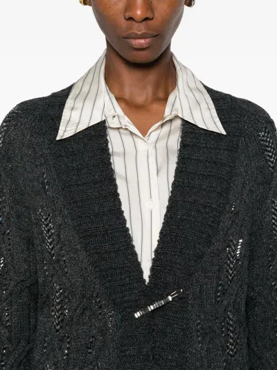 Ermanno Scervino Cable-knit Cardigan In Gray