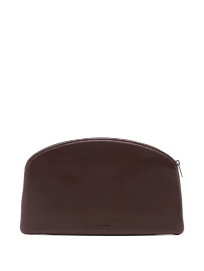 The Row Logo-debossed Pouch In Burgundy