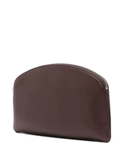 The Row Logo-debossed Pouch In Burgundy