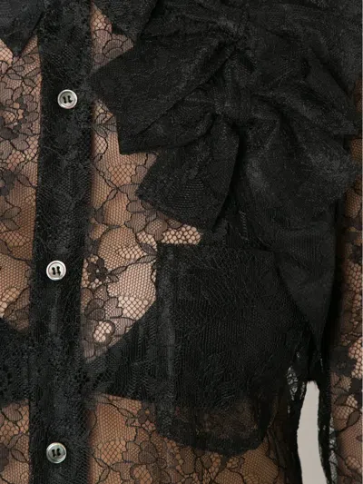Comme Des Garçons Sheer Floral Lace Shirt In Black