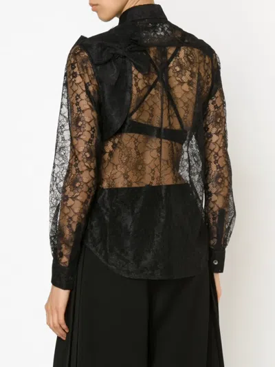 Comme Des Garçons Sheer Floral Lace Shirt In Black
