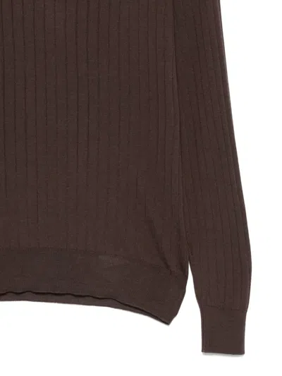 Dell'oglio Long-sleeve Polo Shirt In Brown