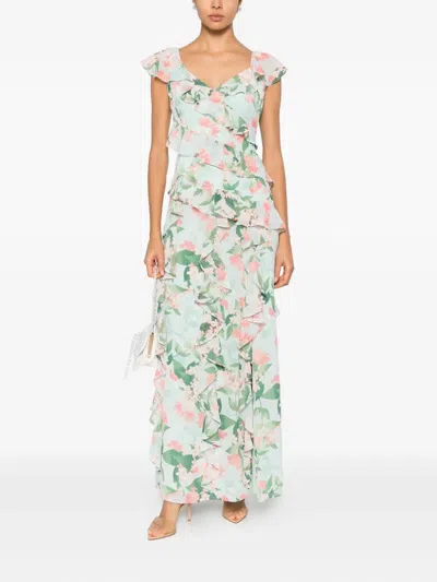 Eliza J Ruffled Floral Maxidress In Green