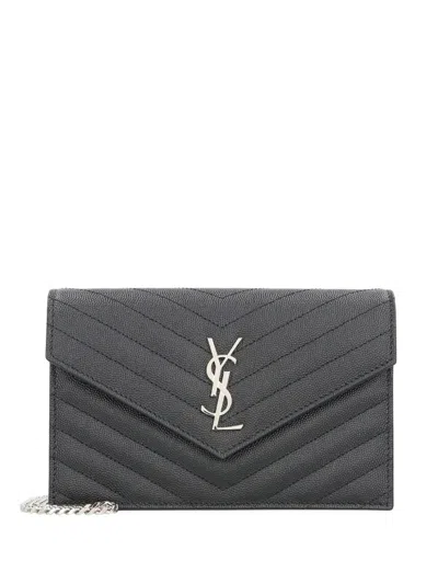 Saint Laurent Mini Cassandre Logo-detail Envelope Cross Body Bag In Gray