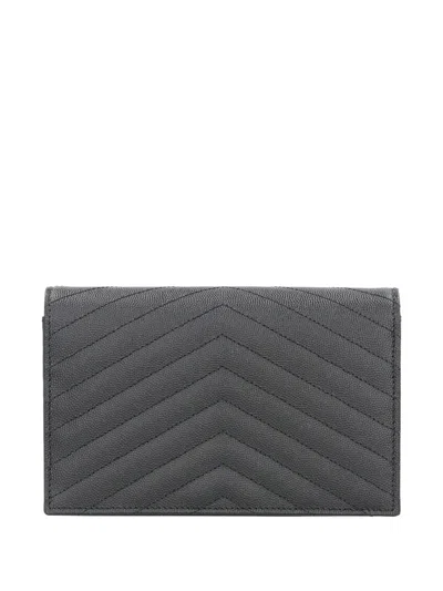 Saint Laurent Mini Cassandre Logo-detail Envelope Cross Body Bag In Gray