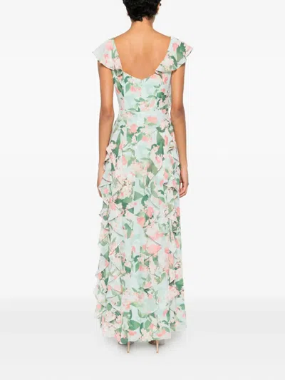 Eliza J Ruffled Floral Maxidress In Green