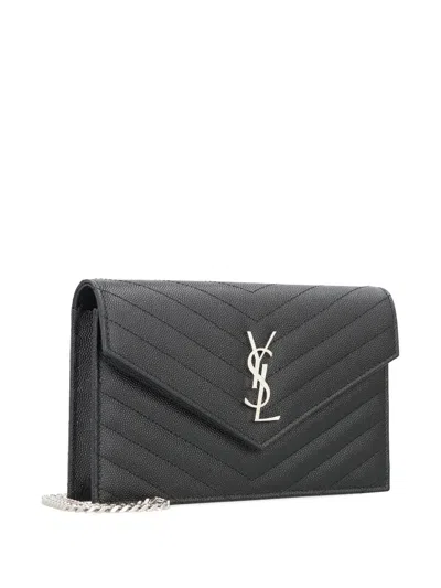 Saint Laurent Mini Cassandre Logo-detail Envelope Cross Body Bag In Gray
