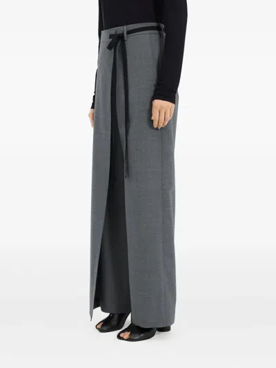 Mm6 Maison Margiela Tie-detail Tailored Trousers In Gray