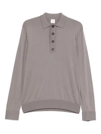 Eleventy Fine-knit Polo Shirt In Purple