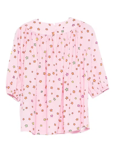 Stella Mccartney Star-print Long-sleeve Dress In Pink