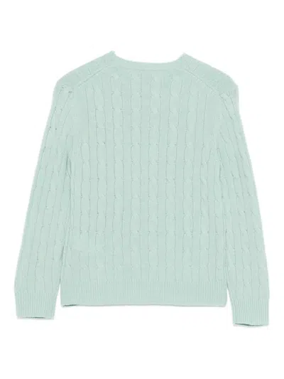 Mc2 Saint Barth Cable-knit Crew-neck Sweater In Blue