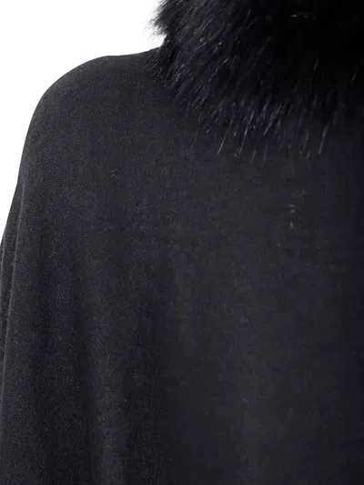 Ralph Lauren Faux-fur Trim Cape Coat In Black