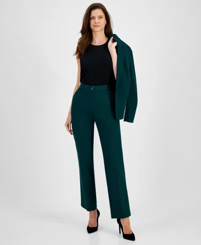 Kasper Plus Size High Rise Straight Leg Pants In Green