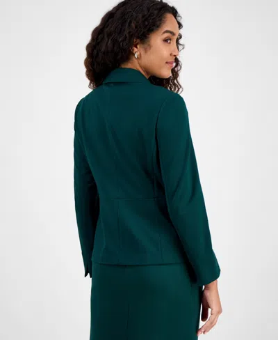 Kasper Plus Size Notched Collar One-button Blazer In Green