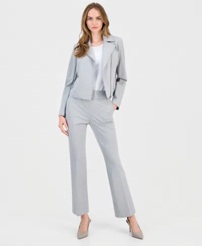 Anne Klein Women's Notched Collar Knit Moto Jacket In Gray