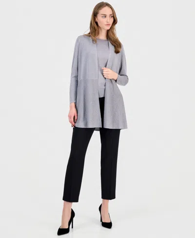 Anne Klein Women's Monteray Metallic Open-front Cardigan In Gray