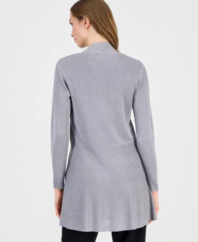 Anne Klein Women's Monteray Metallic Open-front Cardigan In Gray