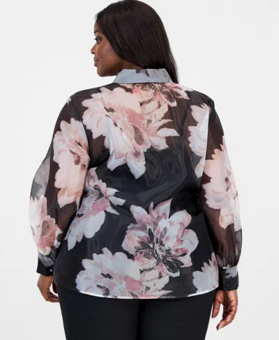 Anne Klein Plus Size Organza Blouse In Multi