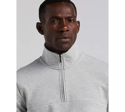 Perry Ellis Men's Neoprene Quarter Zip Long-sleeve Sweater In Gray