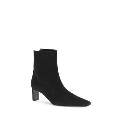 Khaite Suede Ankle Boots In Black