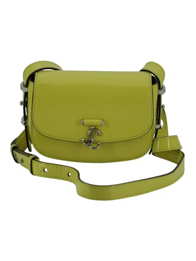 Jimmy Choo Lime Yellow Leather Small Shoulder Bag In Green