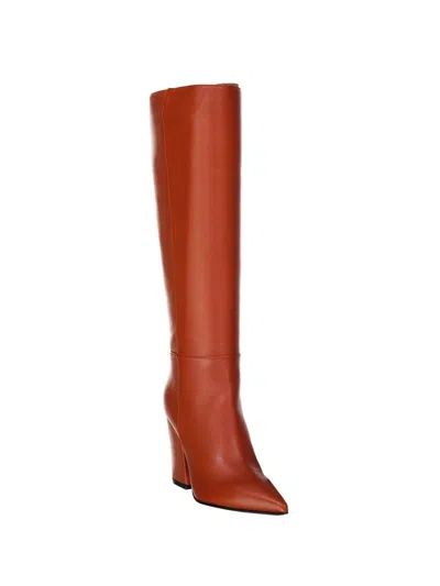 Sergio Rossi Leather Heel Boots In Brown