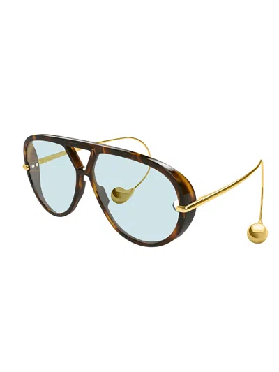 Bottega Veneta Embellished Aviator-style Tortoiseshell Recycled-acetate And Gold-tone Sunglasses In Multi