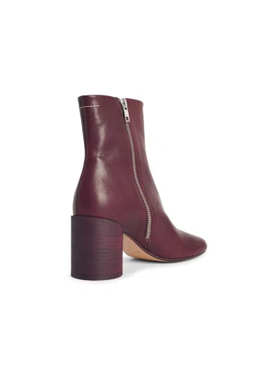Mm6 Maison Margiela Anatomic Burgundy Leather Ankle Boots In Burgundy