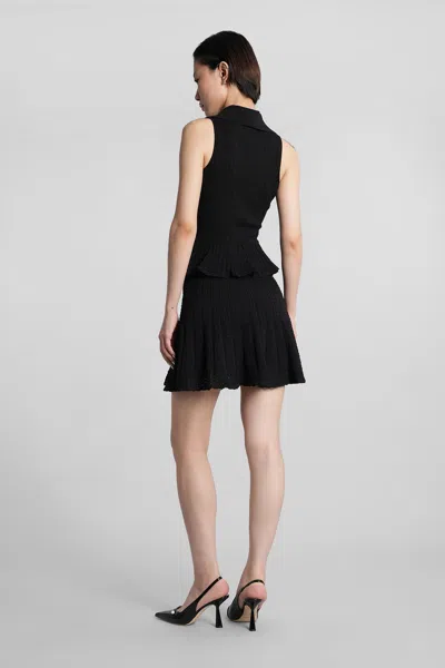 Self-portrait Pointelle-knit Mini Dress With Flap Pockets And Chain-link Accents In Burgundy