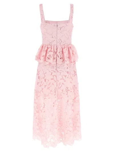 Self-portrait Pink Lace Peplum Midi Dress In Pink
