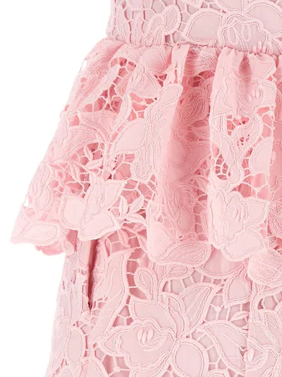 Self-portrait Pink Lace Peplum Midi Dress In Pink