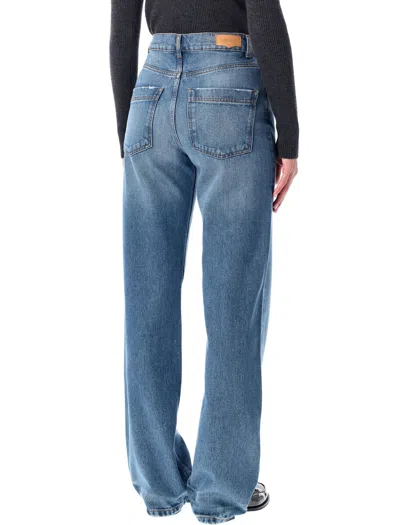 Sessun Blue Stonewash Straight-leg Jeans With Relaxed Fit In Blue