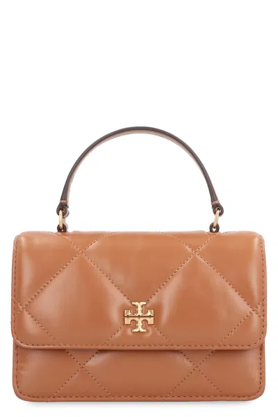 Tory Burch Kira Leather Wallet On Chain In Brown