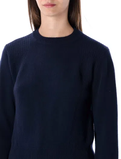 Sessun Cropped Jumper In Stocking Stitch Knit In Blue