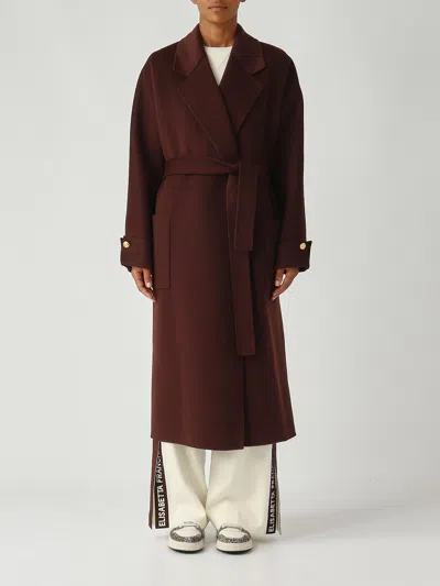 Elisabetta Franchi Coat Made Of Wool Blend Fabric In Brown