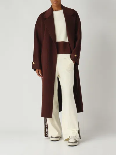 Elisabetta Franchi Coat Made Of Wool Blend Fabric In Brown