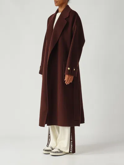 Elisabetta Franchi Coat Made Of Wool Blend Fabric In Brown