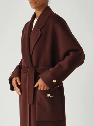 Elisabetta Franchi Coat Made Of Wool Blend Fabric In Brown