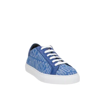 Moschino Logo Pattern Low Top Sneakers With Round Toe In Blue