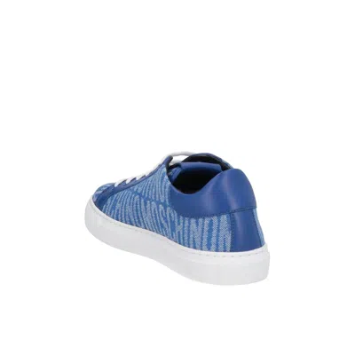 Moschino Logo Pattern Low Top Sneakers With Round Toe In Blue