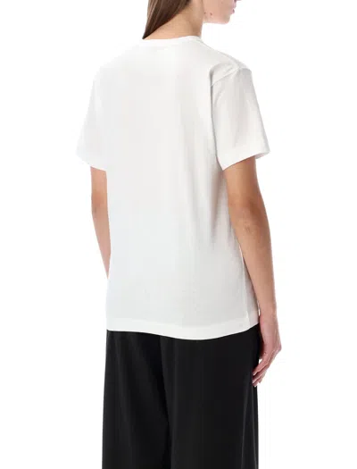 Comme Des Garçons Play White Cotton T-shirt With Crystal Heart In White