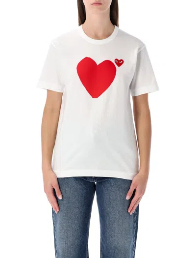 Comme Des Garçons Play Tshirt Heart Front Back In White